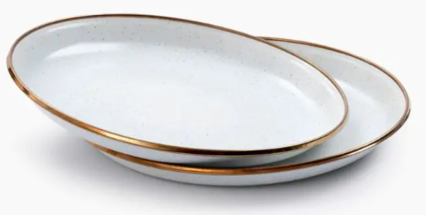 Barebones Enamel Deep Plate Set Eggshell